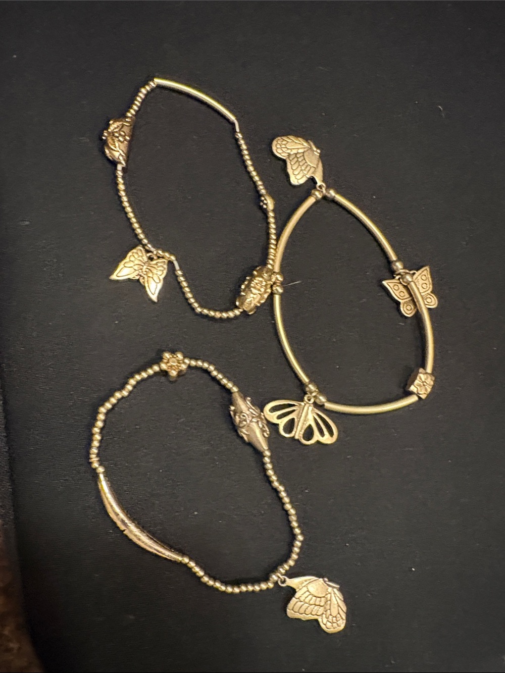 Lot 3 stretchy Butterfly Bracelets tiny beads charms